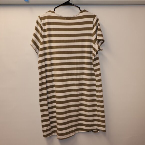 Michael Kors Olive & White Striped Lace-Up Neckline Casual Dress Size L - Picture 5 of 8